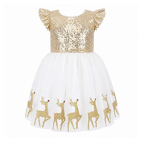 Lilt Babies' Toddler Girls Short Sleeve Flutter A-line Dress In White
