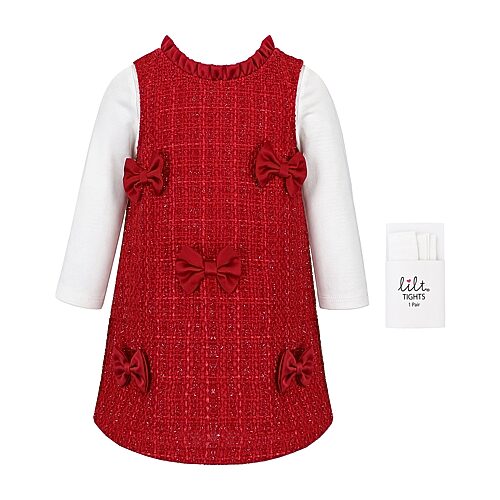 Lilt Baby Girls 3-pc. Long Sleeve Boucle A-line Dress In Red