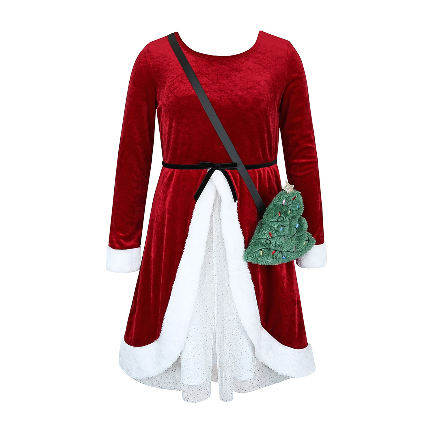 Lilt Little & Big Kid Girls Fitted Long Sleeve Velvet A-Line Dress