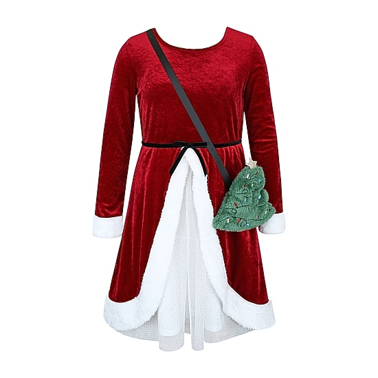 Lilt Little & Big Kid Girls Fitted Long Sleeve Velvet A-Line Dress