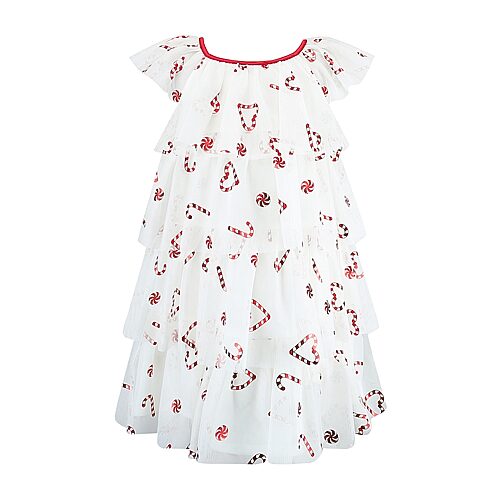 Lilt Little & Big Kid Girls Flutter Short Sleeve A-line Dress In White