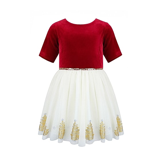 Lilt Little & Big Kid Girls Fitted Short Sleeve Velvet Fit + Flare Dress