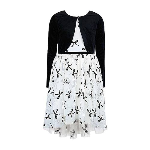 Lilt Little & Big Kid Girls Fitted Bows Dress Set In Black