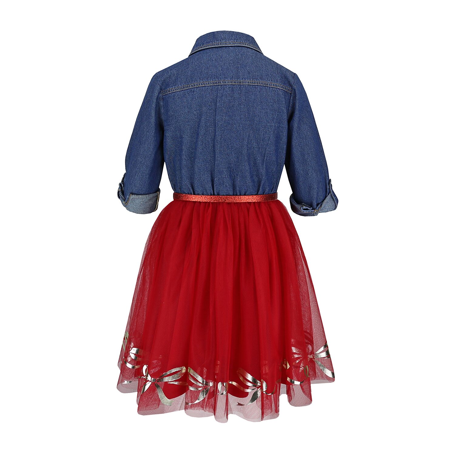 Lilt Little & Big Kid Girls Roll Tab 3/4 Sleeve Shirt Dress