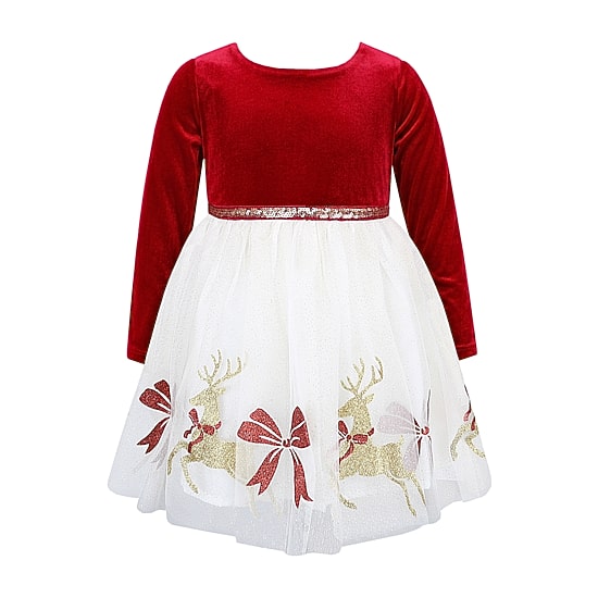 Lilt Baby Girls Long Sleeve Velvet A-Line Dress