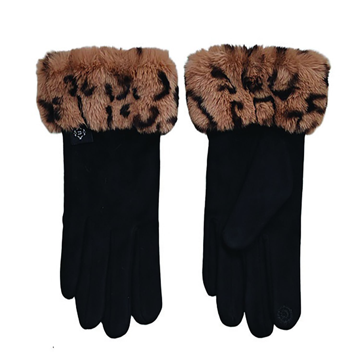 Nanette Lepore Touch Tech With Leopard Print Faux Fur Cuff Gloves