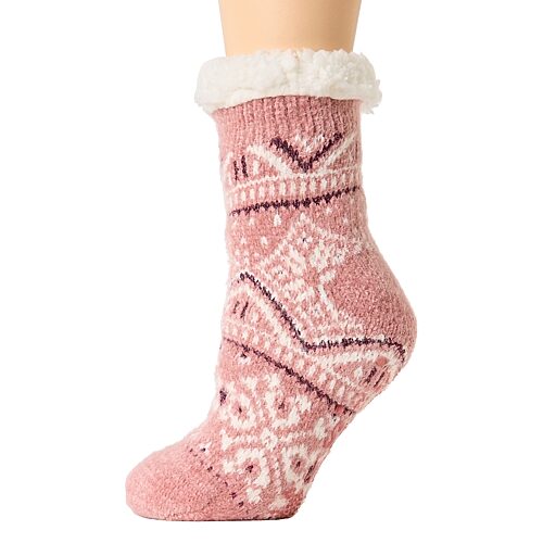 Muk Luks Womens Crew Socks In Pink