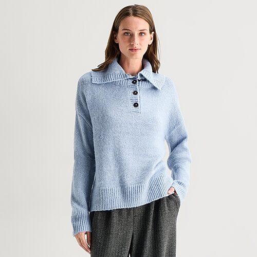 Stylus Womens Long Sleeve Pullover Sweater In Blue