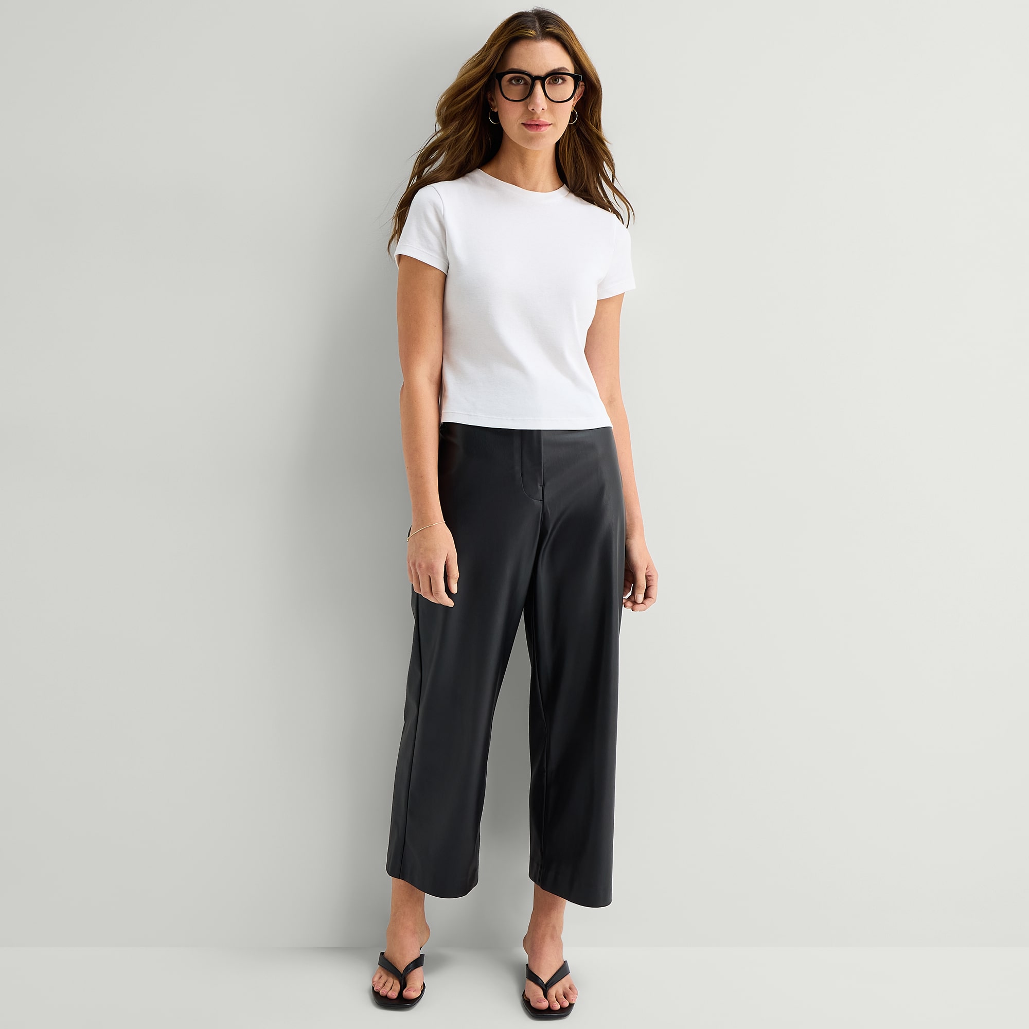 A.N.A Womens Wide Leg Mid Rise Cropped Pant