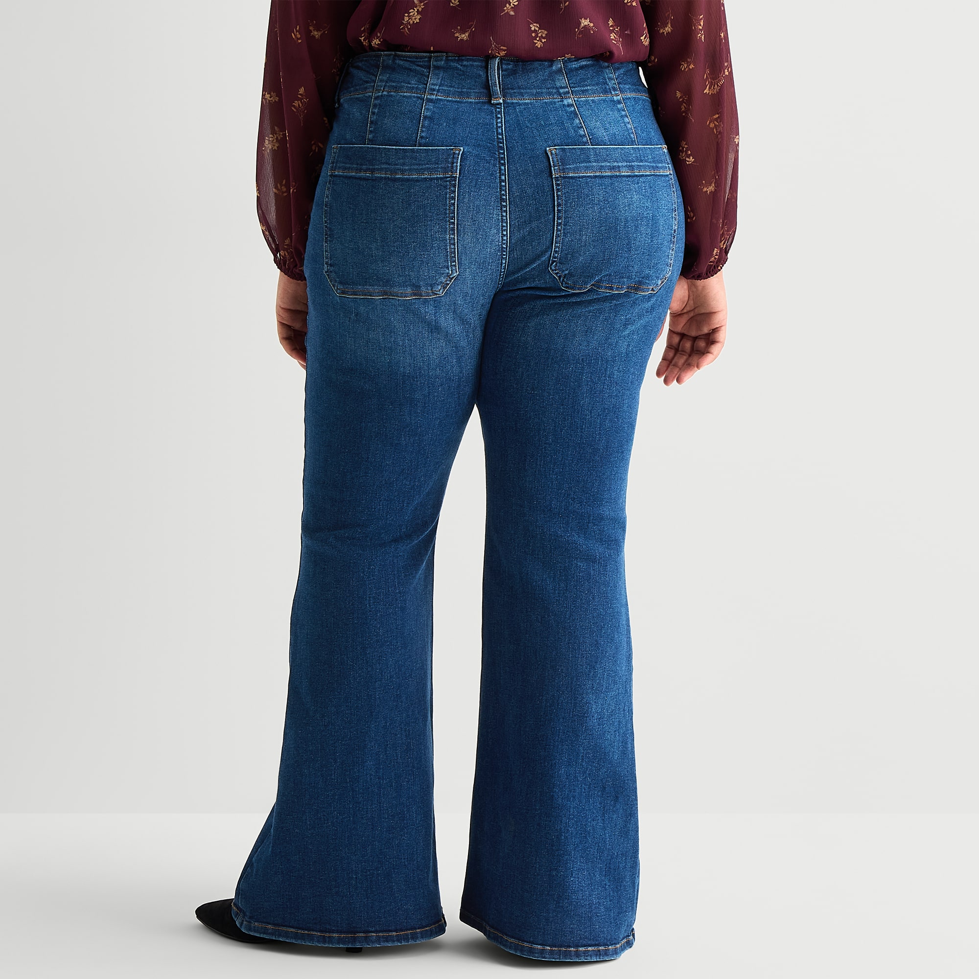 A.N.A Patch Pocket Womens Plus Highest Rise Flare Leg Jean