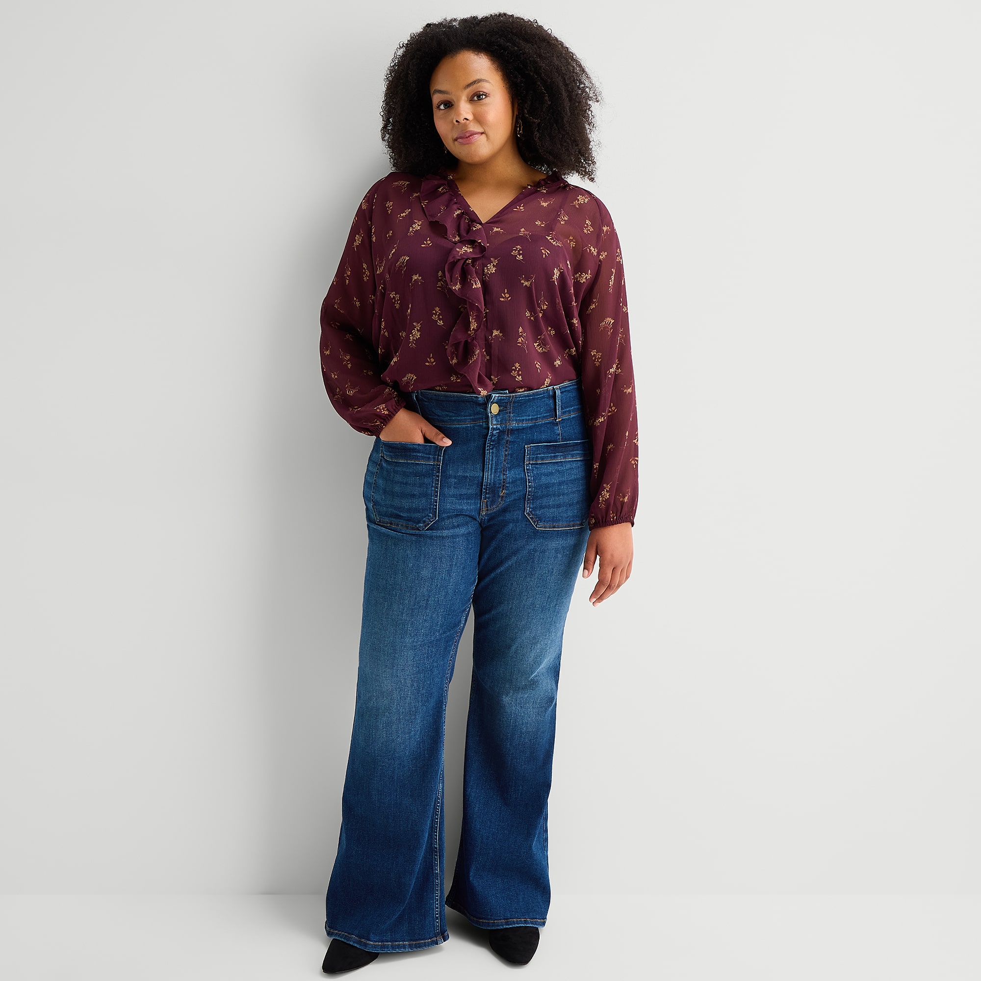 A.N.A Patch Pocket Womens Plus Highest Rise Flare Leg Jean