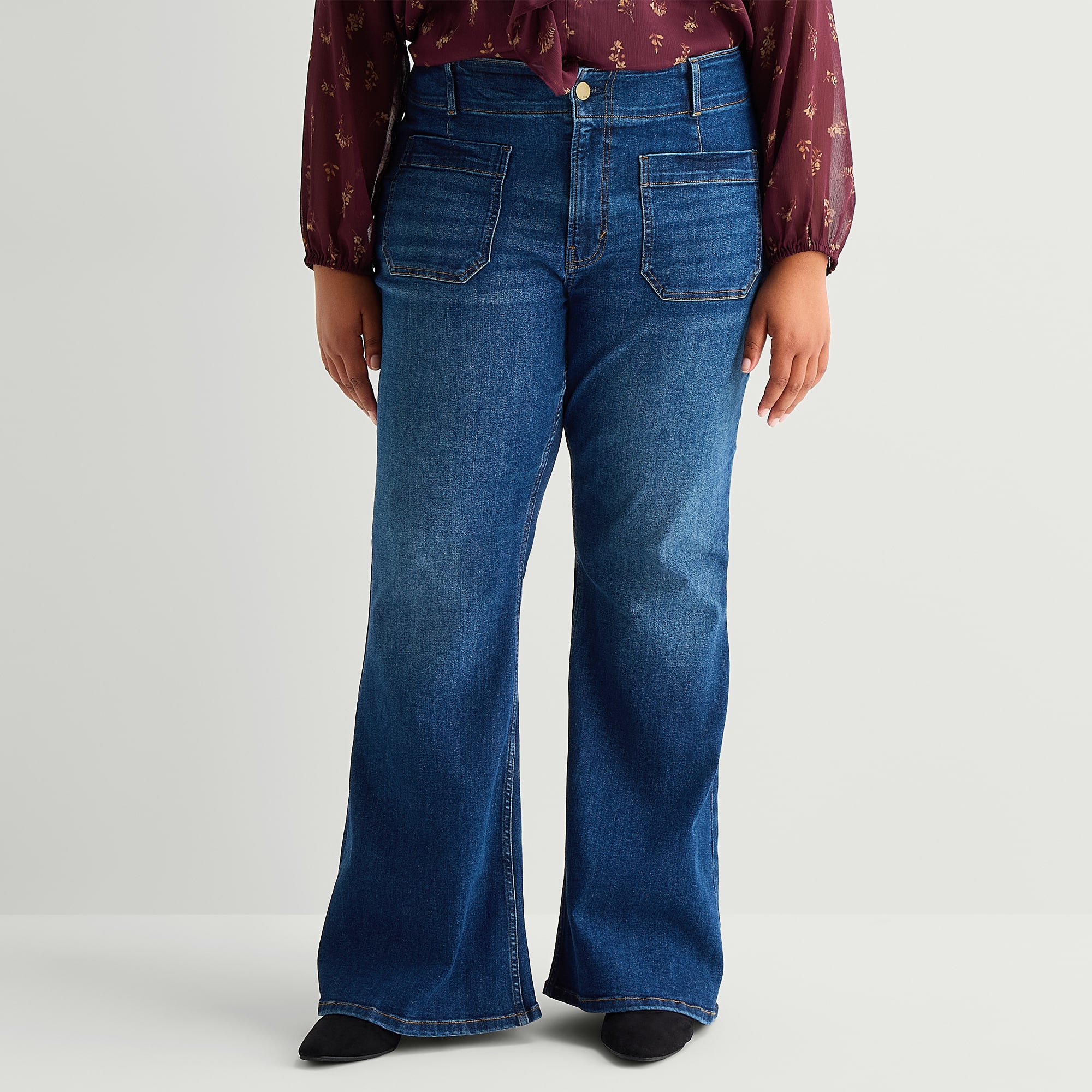 A.N.A Patch Pocket Womens Plus Highest Rise Flare Leg Jean