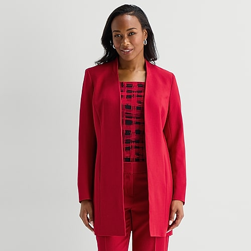 Black Label By Evan Picone Womens Classic Fit Suit Jacket In Red