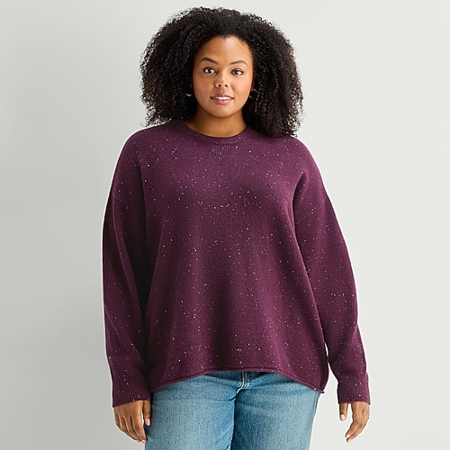Ana Plus Womens Crew Neck Long Sleeve Pullover Sweater In Red
