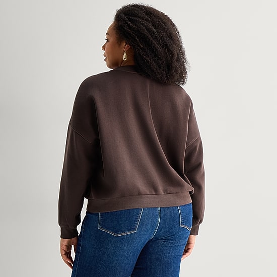 A.N.A Womens Plus V Neck Long Sleeve Sweatshirt