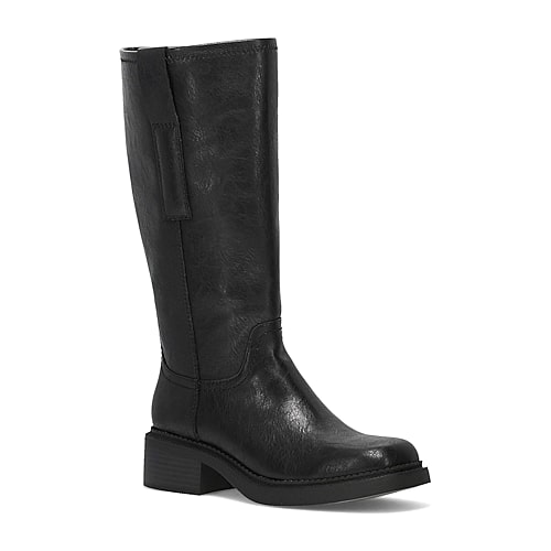 Frye And Co Womens Mayvis 2.0 Wide Calf Block Heel Motorcycle Boots Wide Width In Black