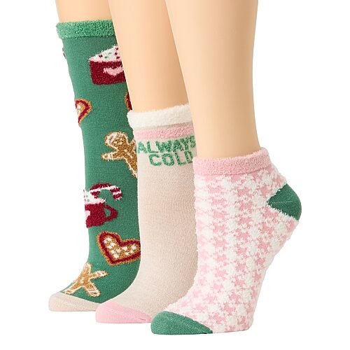 Mixit Holiday Socks Womens 3 Pair Quarter Ankle Socks In Green