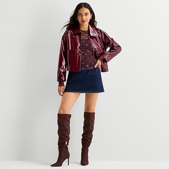 A.N.A Womens Faux Leather Lightweight Jacket
