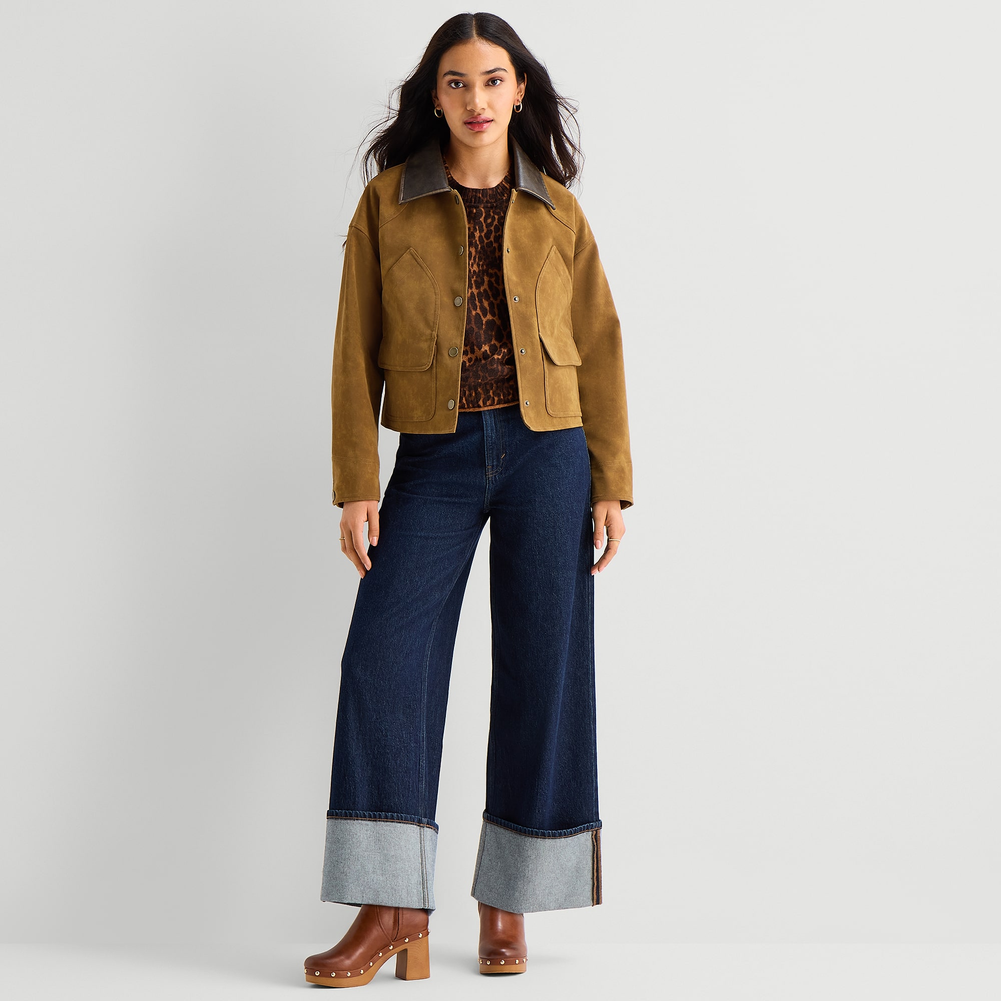 A.N.A Womens Faux Leather Lightweight Field Jacket