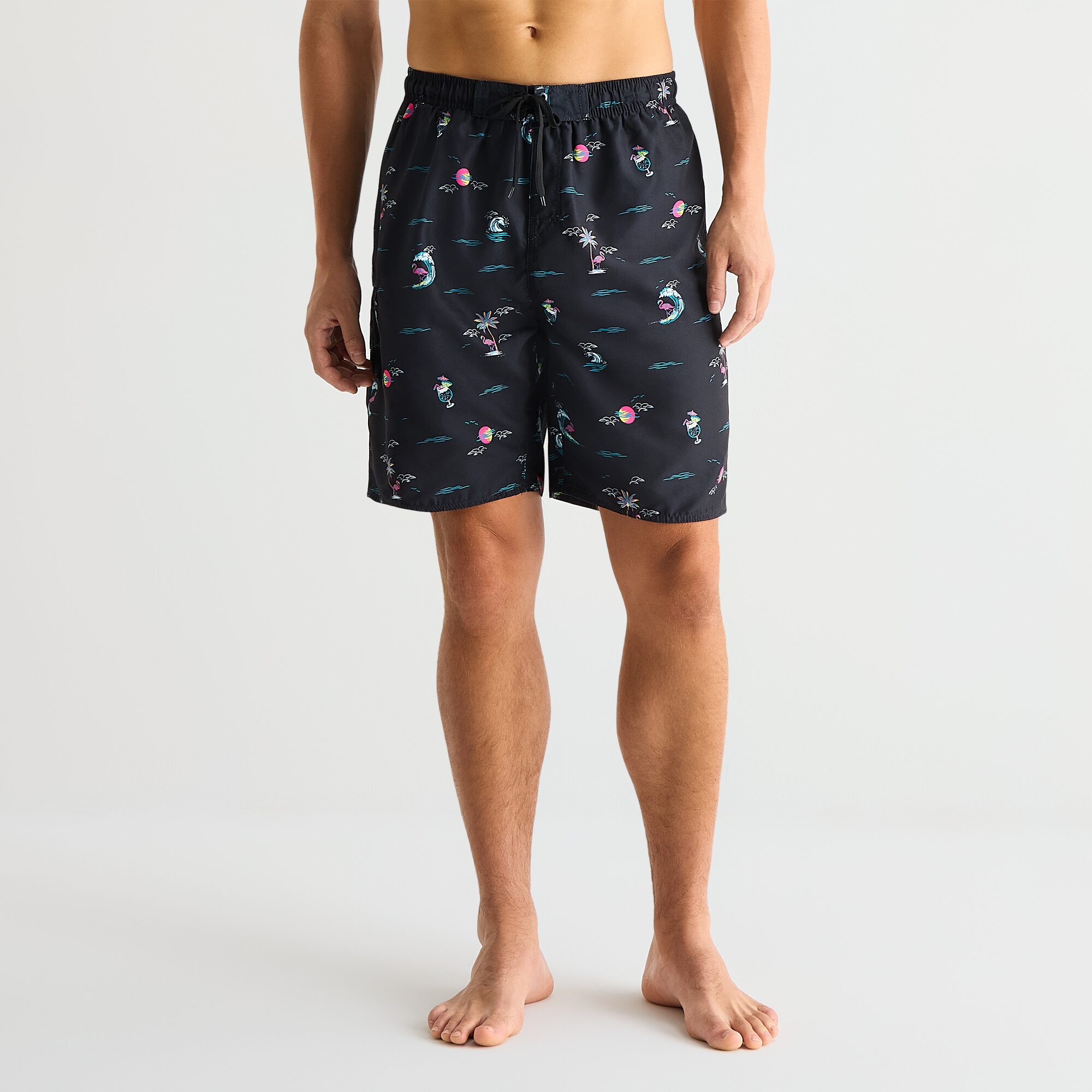 Burnside Mens Drawstring Waist Quick Dry Tropical Swim Shorts