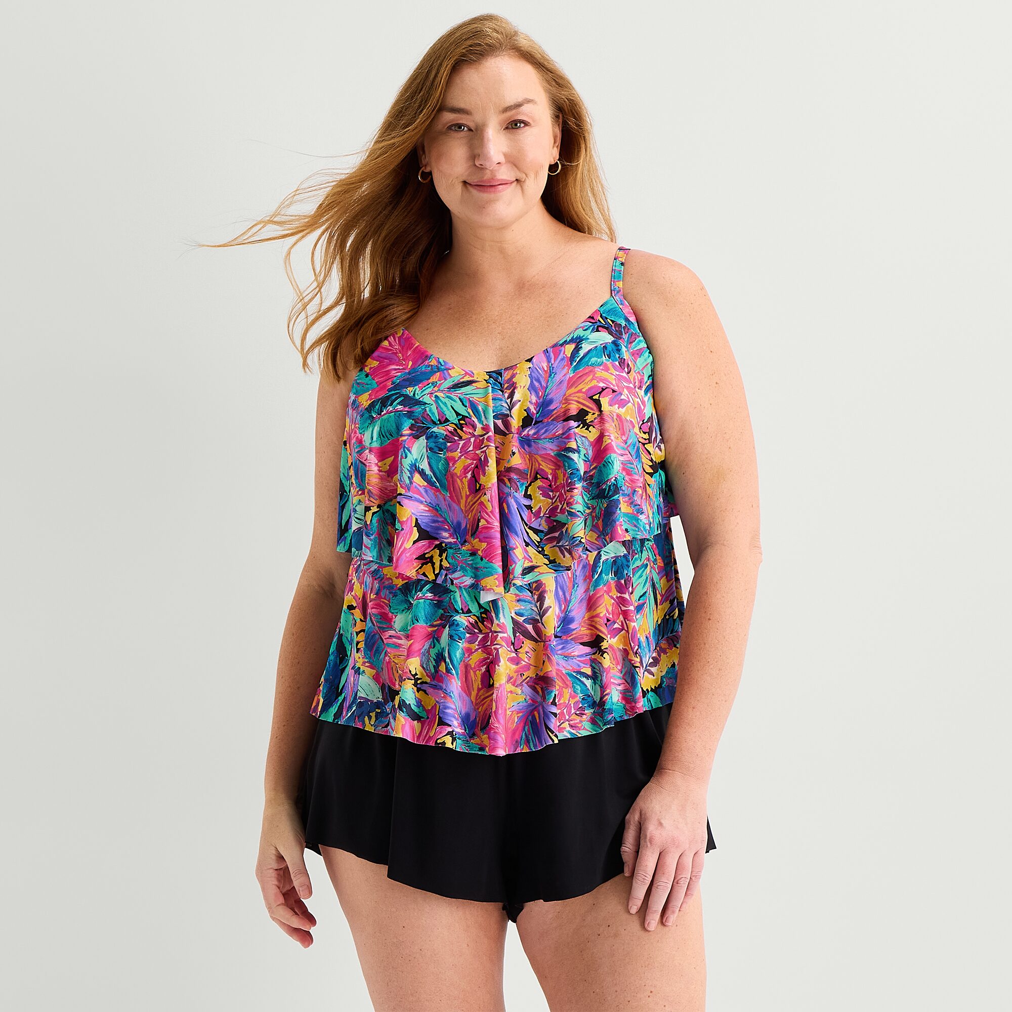Trimshaper Womens Leaf Plus Tankini Swimsuit Top