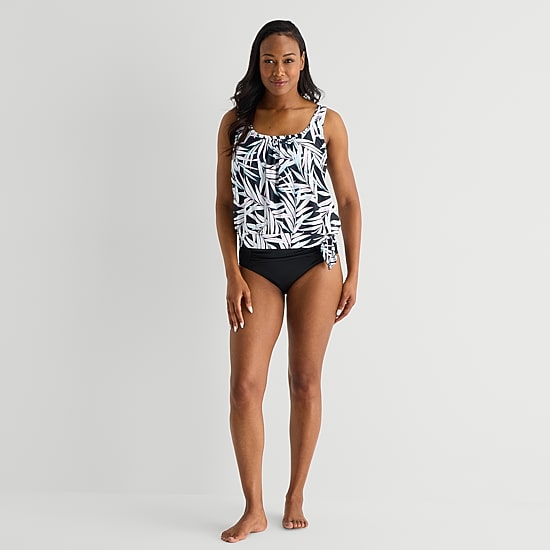 Sonnet Shores Womens Tropical Leaf Tankini Swimsuit Top