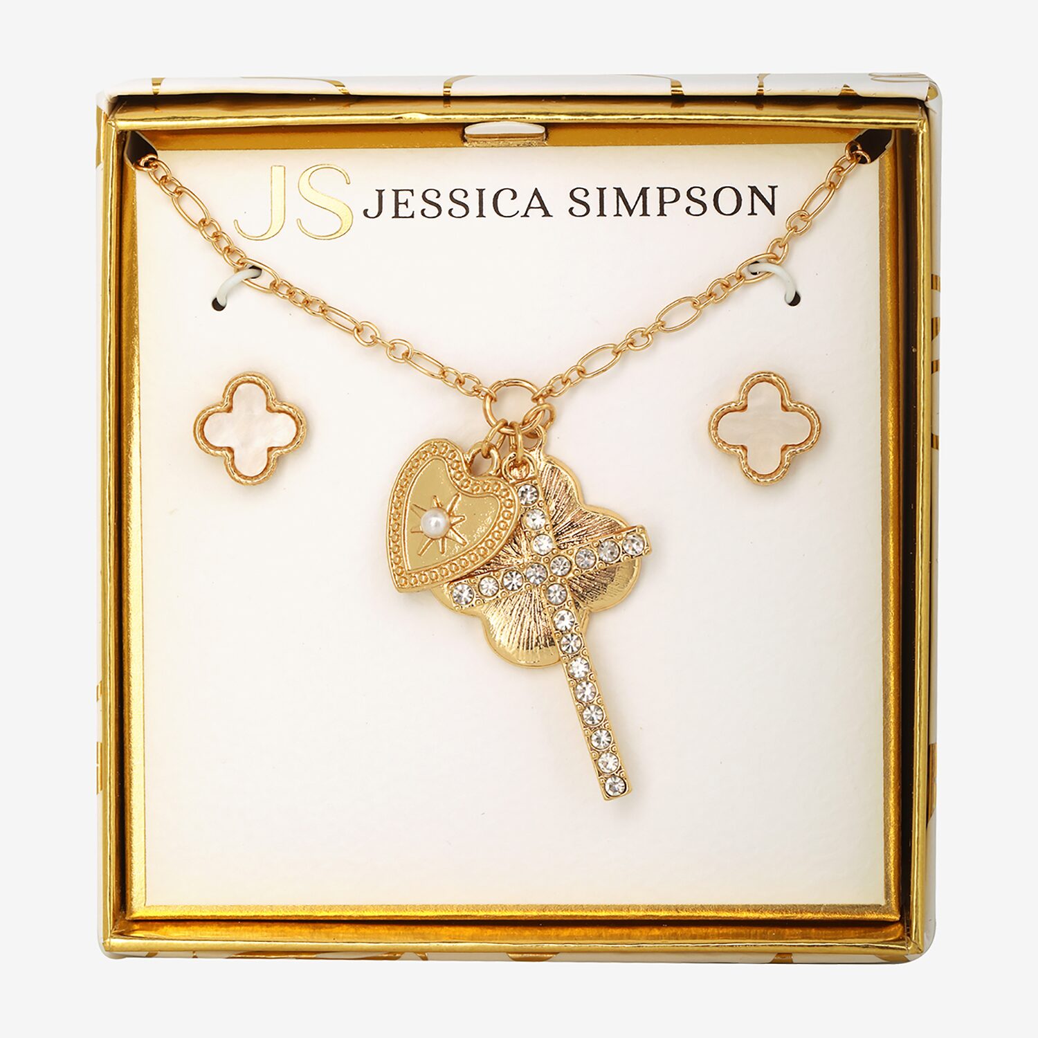 JS Jessica Simpson Womens Multi Color 2-pc. Pendant Necklace Set
