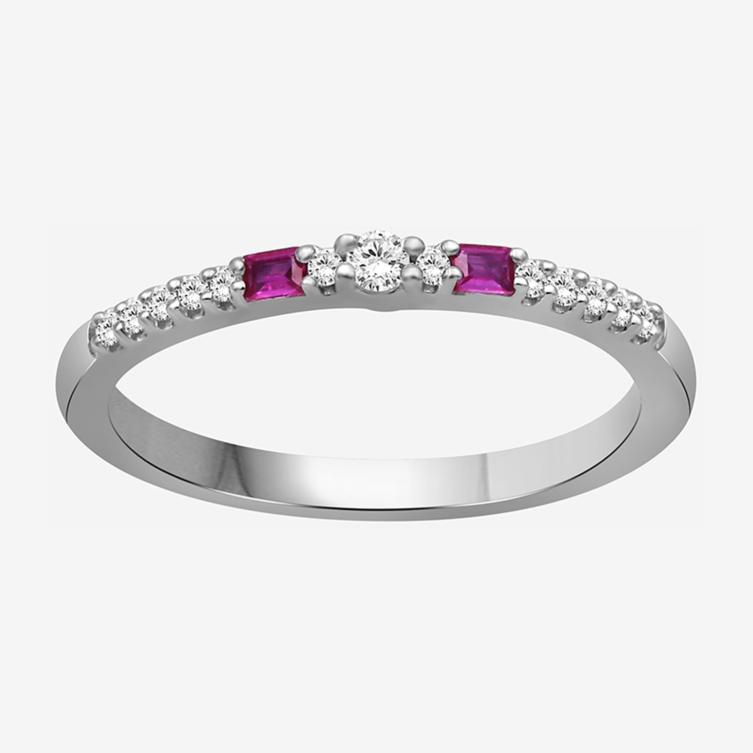 Limited Quantities! Womens 2MM 1/10 CT. T.W. Simulated Red Ruby Sterling Silver Band