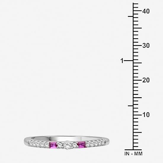 Limited Quantities! Womens 2MM 1/10 CT. T.W. Simulated Red Ruby Sterling Silver Band