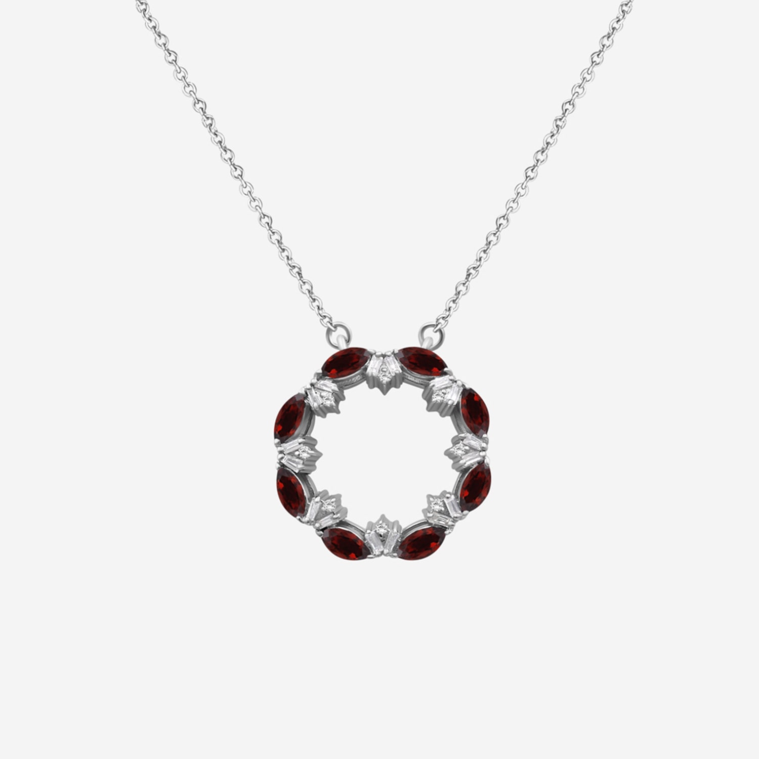 Limited Quantities! Womens Genuine Red Garnet Sterling Silver Circle 18 Inch Pendant Necklace