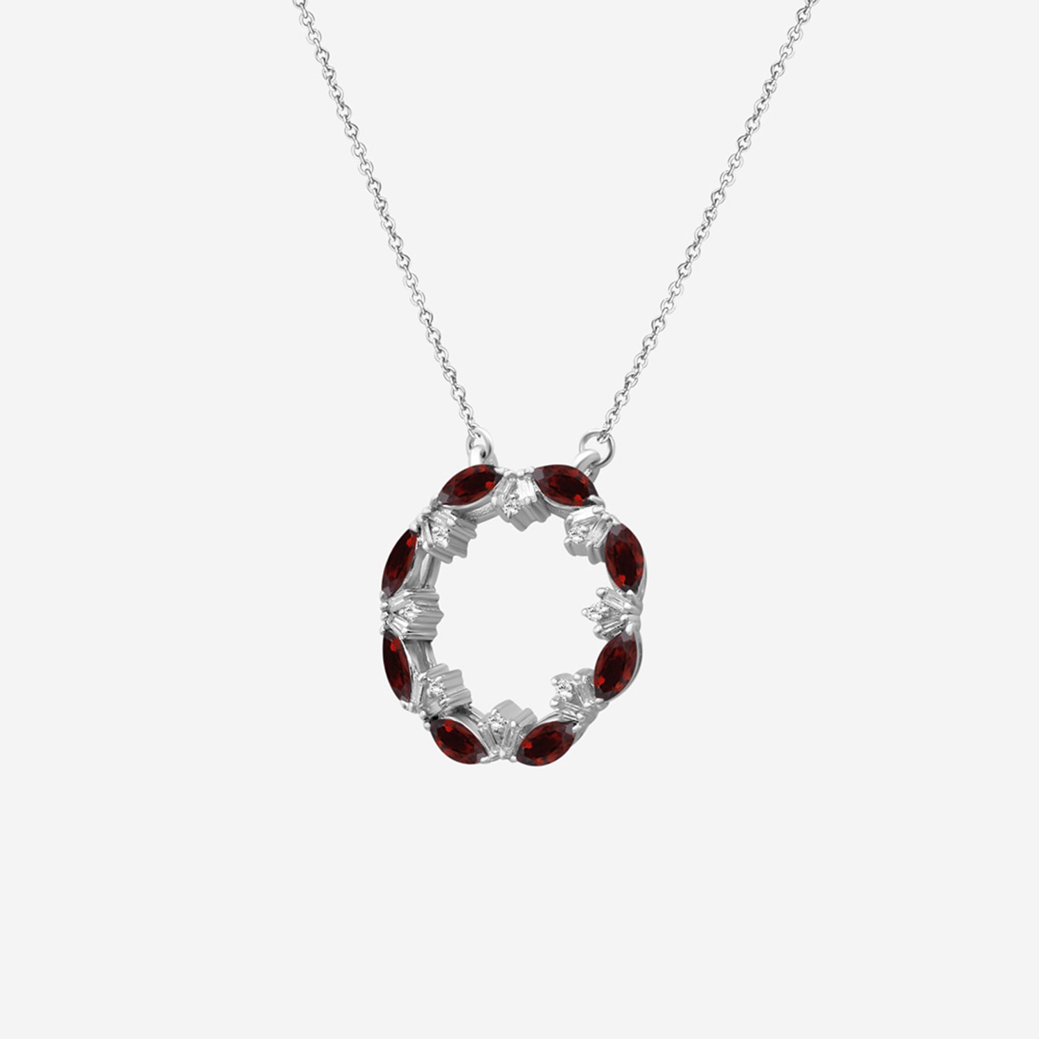 Limited Quantities! Womens Genuine Red Garnet Sterling Silver Circle 18 Inch Pendant Necklace