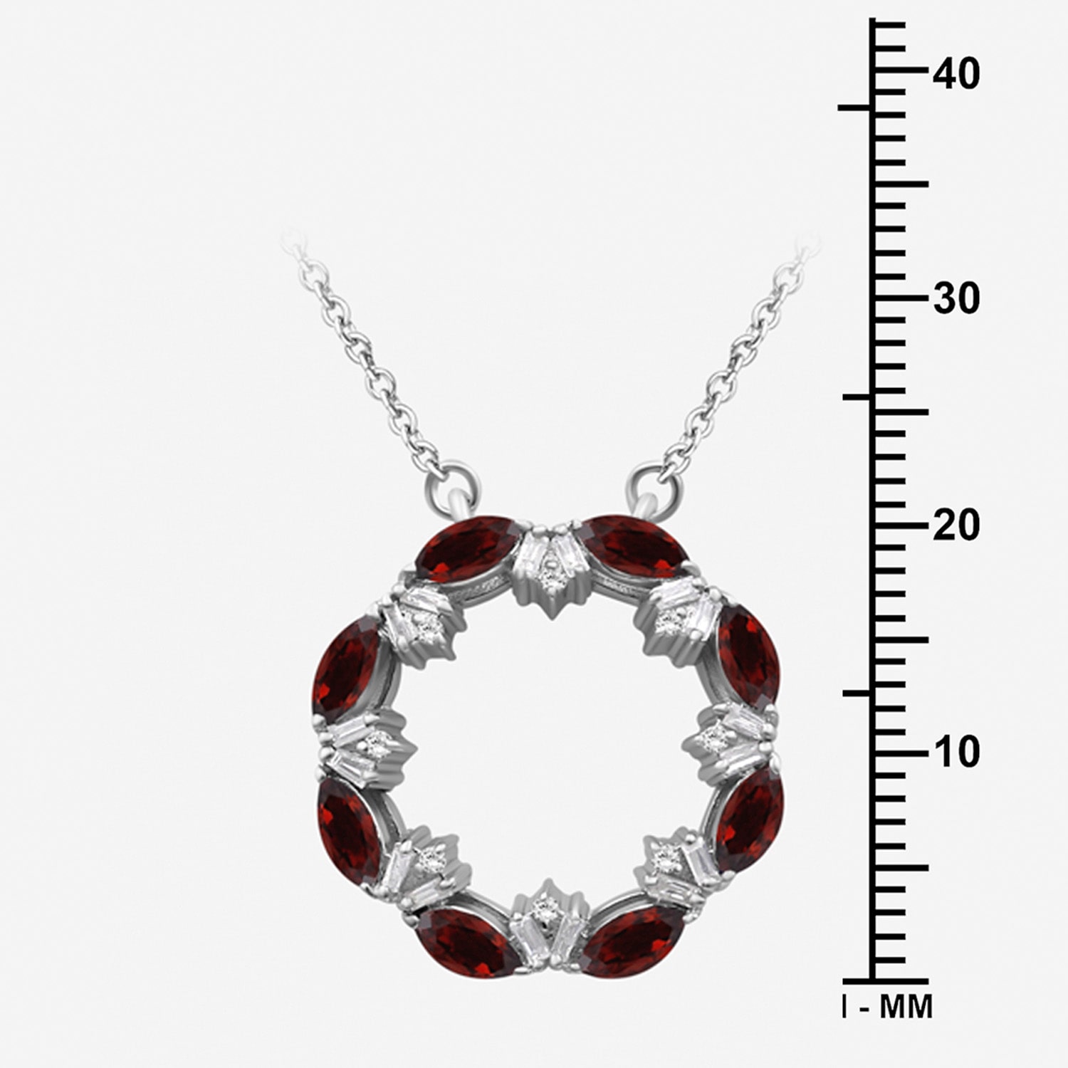 Limited Quantities! Womens Genuine Red Garnet Sterling Silver Circle 18 Inch Pendant Necklace