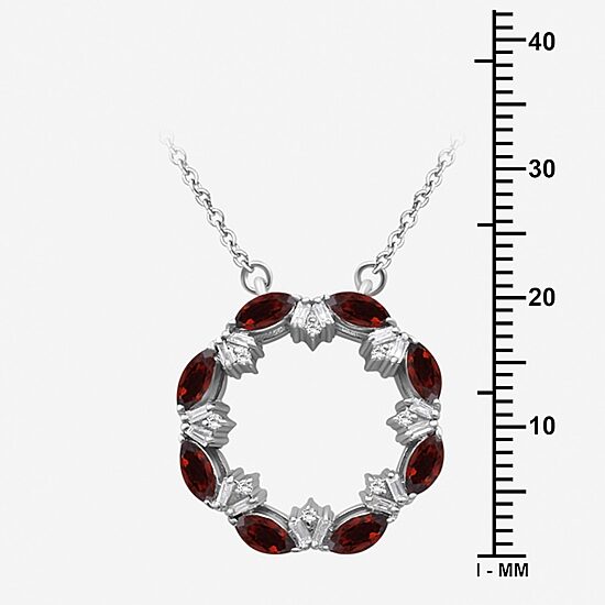 Limited Quantities! Womens Genuine Red Garnet Sterling Silver Circle 18 Inch Pendant Necklace