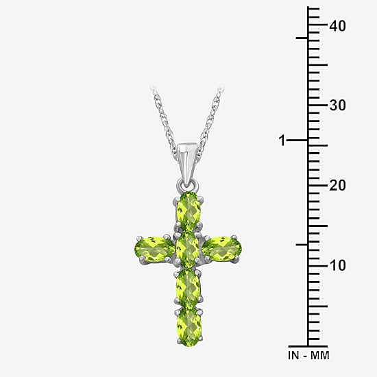 Limited Quantities! Womens Genuine Green Peridot Sterling Silver Cross 18 Inch Pendant Necklace