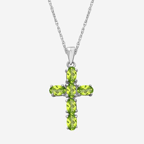 Fine Jewelry Limited Quantities! Womens Genuine Green Peridot Sterling Silver Cross 18 Inch Pendant Necklace