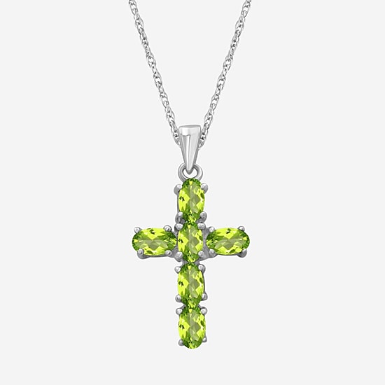 Limited Quantities! Womens Genuine Green Peridot Sterling Silver Cross 18 Inch Pendant Necklace