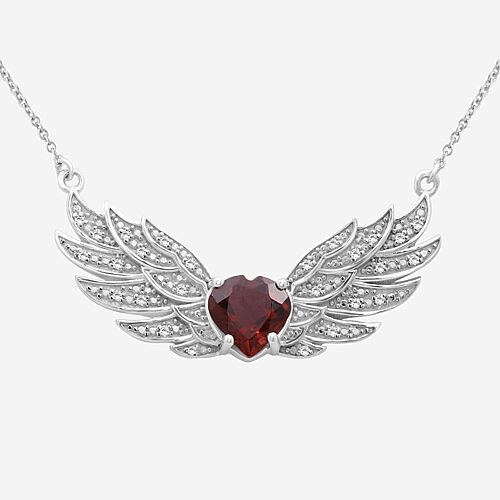 Limited Quantities! Womens 1/10 CT. T.W. Genuine Red Garnet Sterling Silver Angel 18 Inch Pendant Necklace, One Size, Red