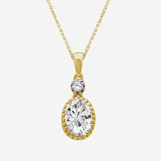 Limited Quantities! Womens Genuine White Topaz 14K Gold Over Silver Oval 18 Inch Pendant Necklace