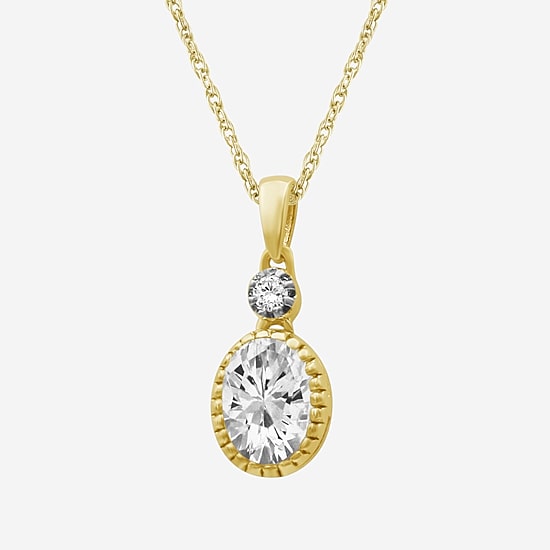 Limited Quantities! Womens Genuine White Topaz 14K Gold Over Silver Oval 18 Inch Pendant Necklace