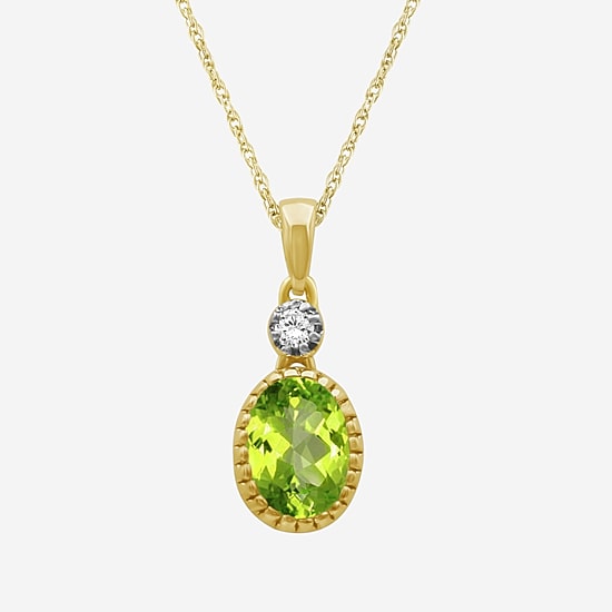 Limited Quantities! Womens Genuine Green Peridot 14K Gold Over Silver Oval 18 Inch Pendant Necklace