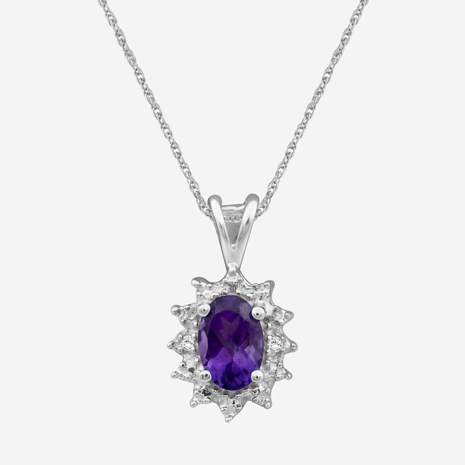 Limited Quantities! Womens Diamond Accent Genuine Purple Amethyst Sterling Silver 18 Inch Pendant Necklace
