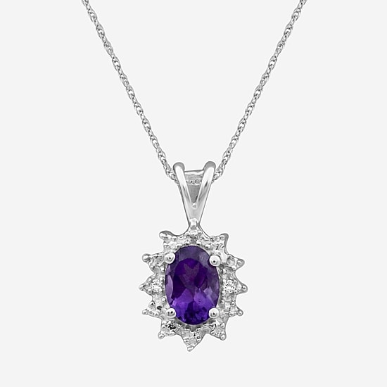 Limited Quantities! Womens Diamond Accent Genuine Purple Amethyst Sterling Silver 18 Inch Pendant Necklace