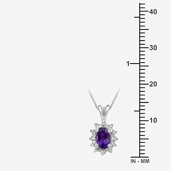 Limited Quantities! Womens Diamond Accent Genuine Purple Amethyst Sterling Silver 18 Inch Pendant Necklace