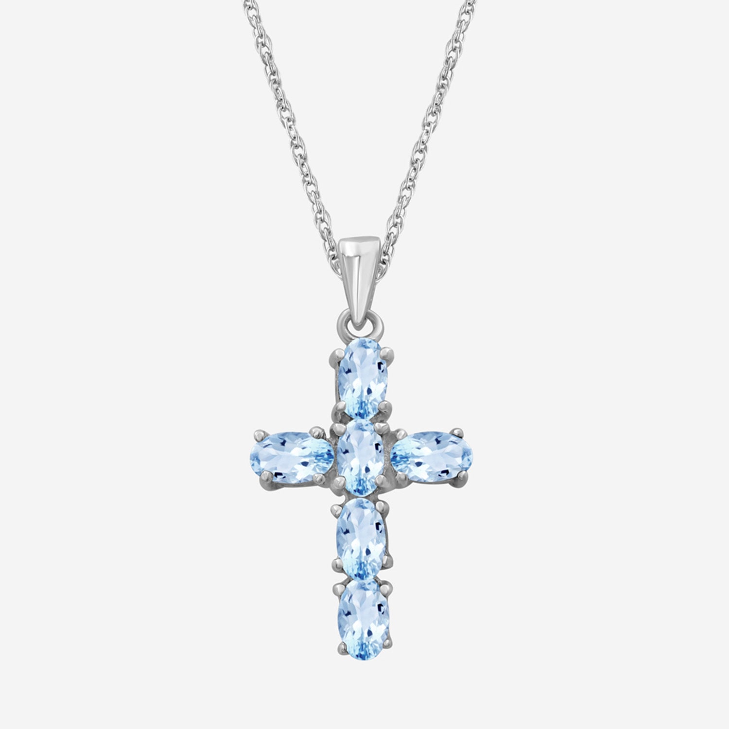 Limited Quantities! Womens Genuine Blue Topaz Sterling Silver Cross 18 Inch Pendant Necklace