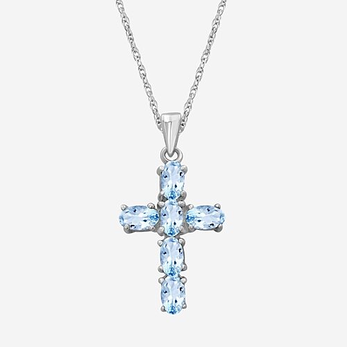 Fine Jewelry Limited Quantities! Womens Genuine Blue Topaz Sterling Silver Cross 18 Inch Pendant Necklace