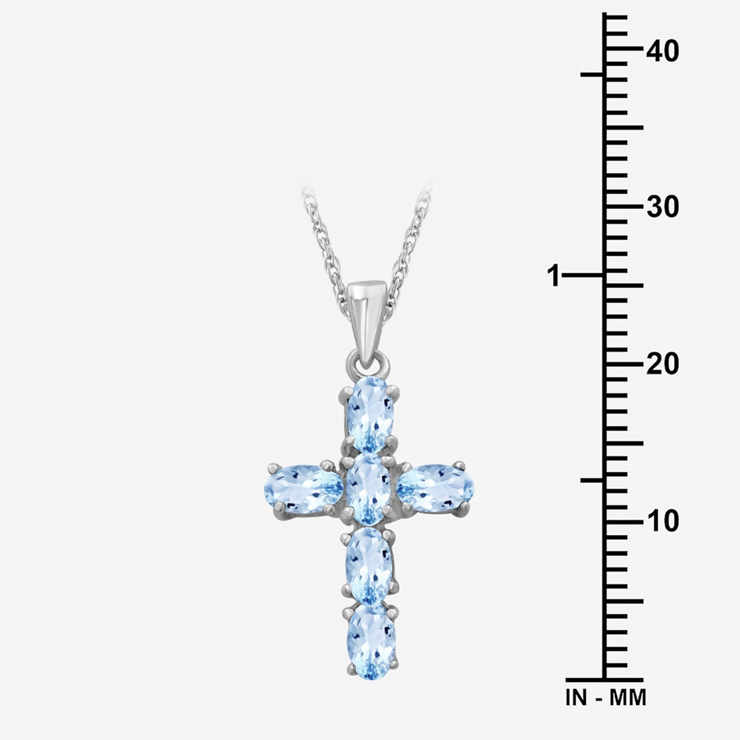 Limited Quantities! Womens Genuine Blue Topaz Sterling Silver Cross 18 Inch Pendant Necklace