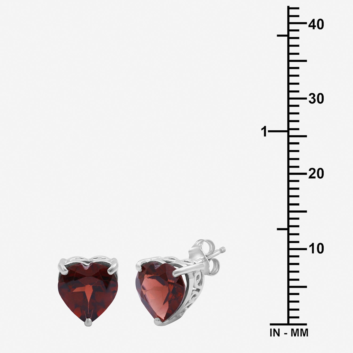 Limited Quantities! Genuine Red Garnet Sterling Silver 9.1mm Heart Stud Earrings
