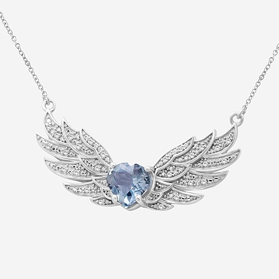 Limited Quantities! Womens 1/10 CT. T.W. Genuine Blue Topaz Sterling Silver Angel 18 Inch Pendant Necklace