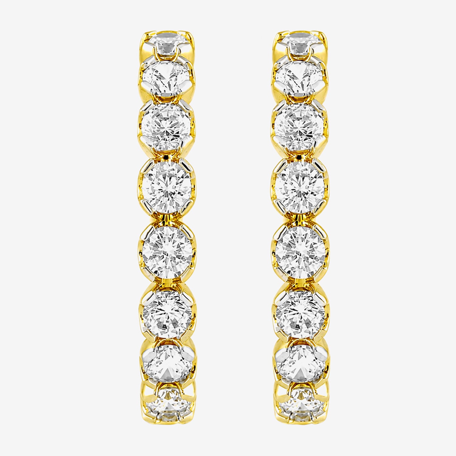 (I / I2) Womens 2 CT. T.W. Lab Grown White Diamond 10K Gold 23.5mm Hoop Earrings