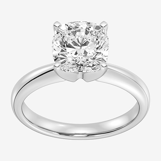 (G / VS2) Womens 3 CT. Lab-Grown White Diamond 14K Gold Cushion Solitaire Engagement Ring